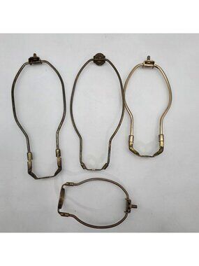 Vintage Brass Lamp Harp Set Of 4 Frame Holders For Lampshades